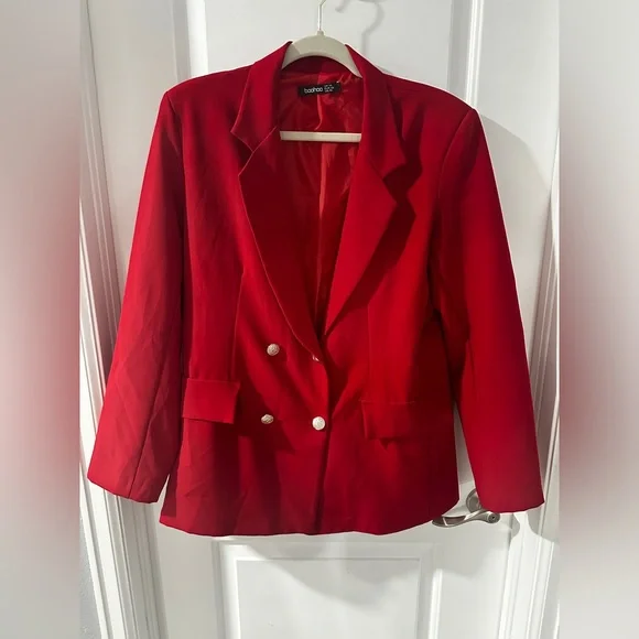 BOOHOO JERSEY KNIT DOUBLE BREASTED BLAZER - Picture 3 of 8